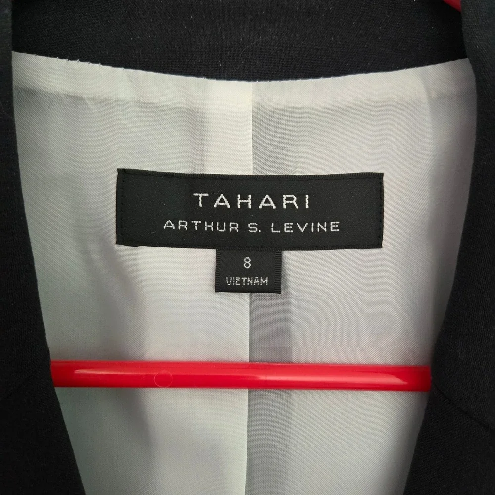 Tahari Arthur S Levine Womens Black Single Button Blazer Career Academia‎ Size 8